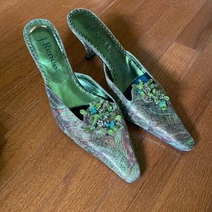 J. Renee Green metallic dress mules